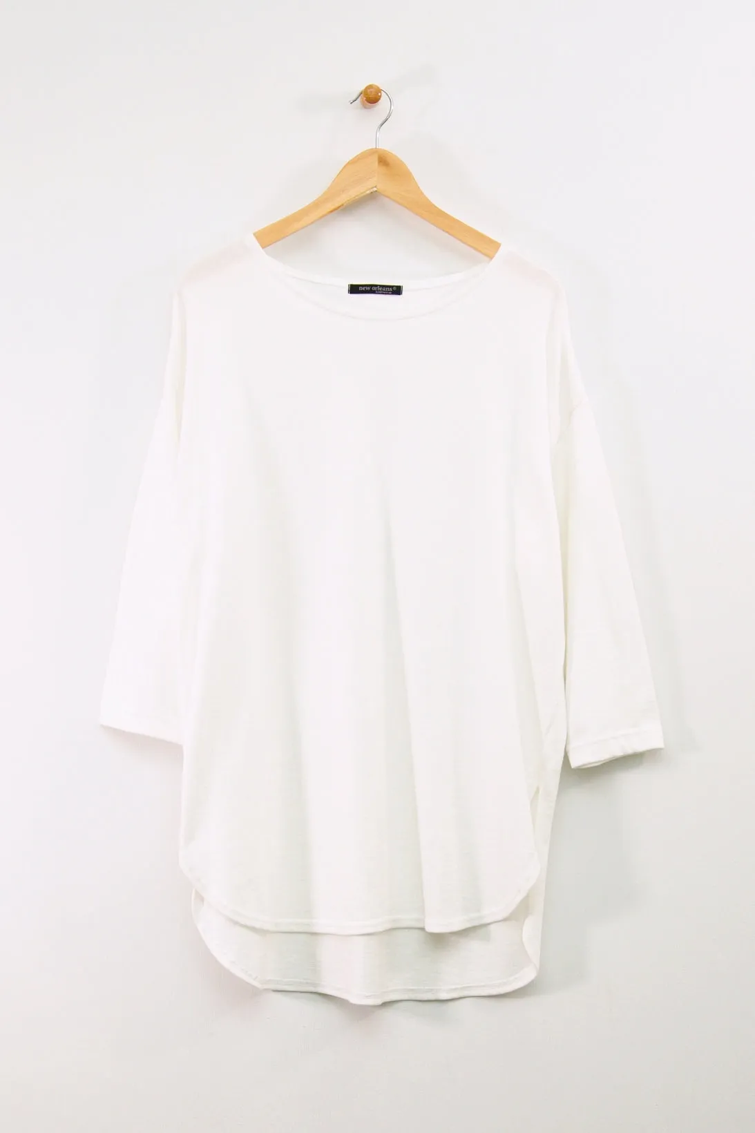 ¾ Sleeve Hi-Lo Shirttail Tunic