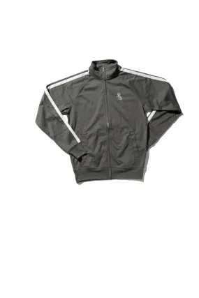 100 Miles gunmetal heather original logo unisex lightweight poly-tech track jacket