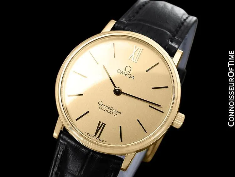 1979 Omega Constellation Mens Vintage Quartz Accuset Watch - 18K Gold Plated & Stainless Steel