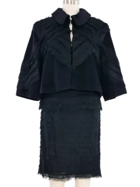 1990s Herve Leger Layered Chiffon Three Piece Skirt Suit