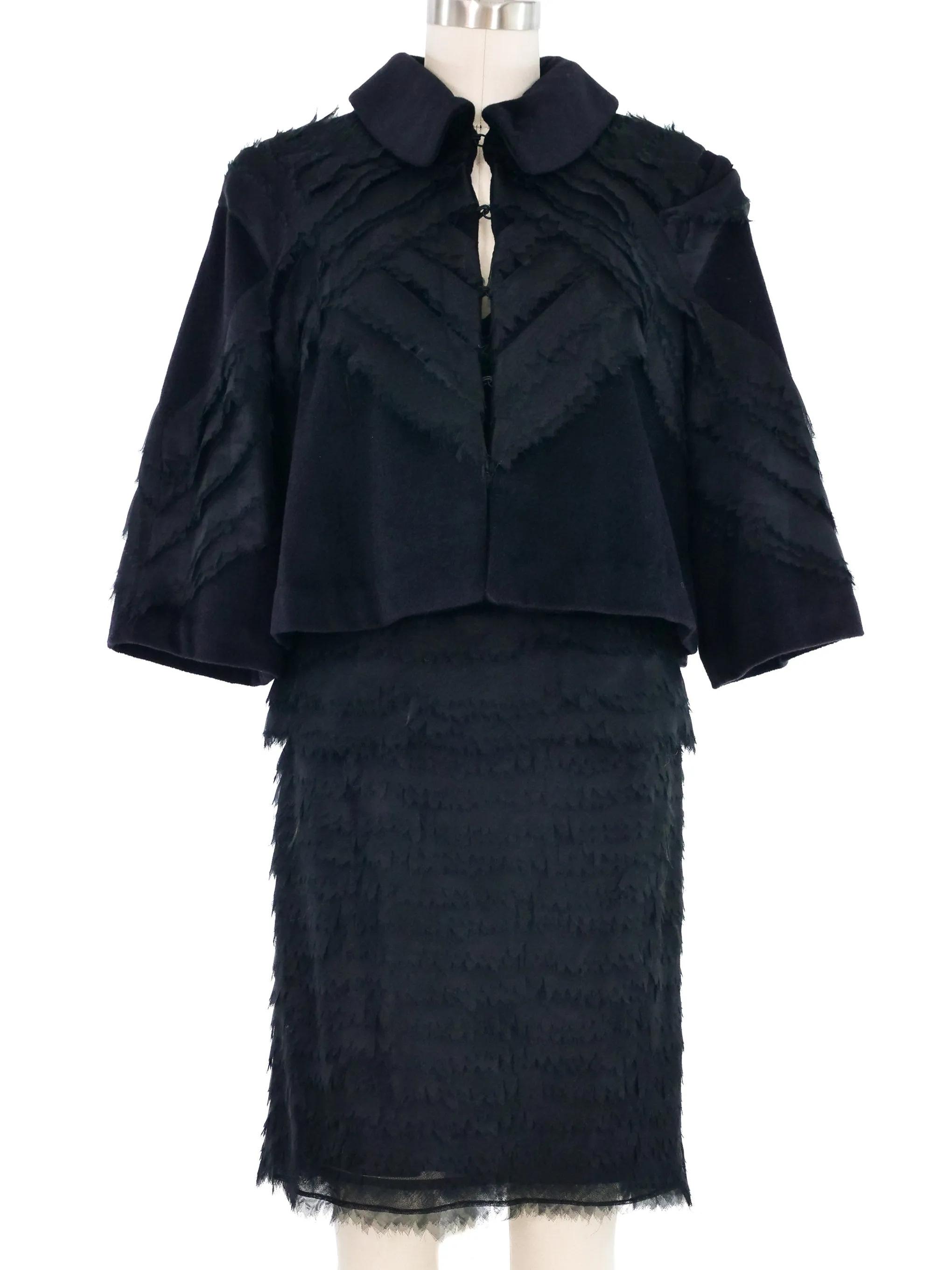 1990s Herve Leger Layered Chiffon Three Piece Skirt Suit