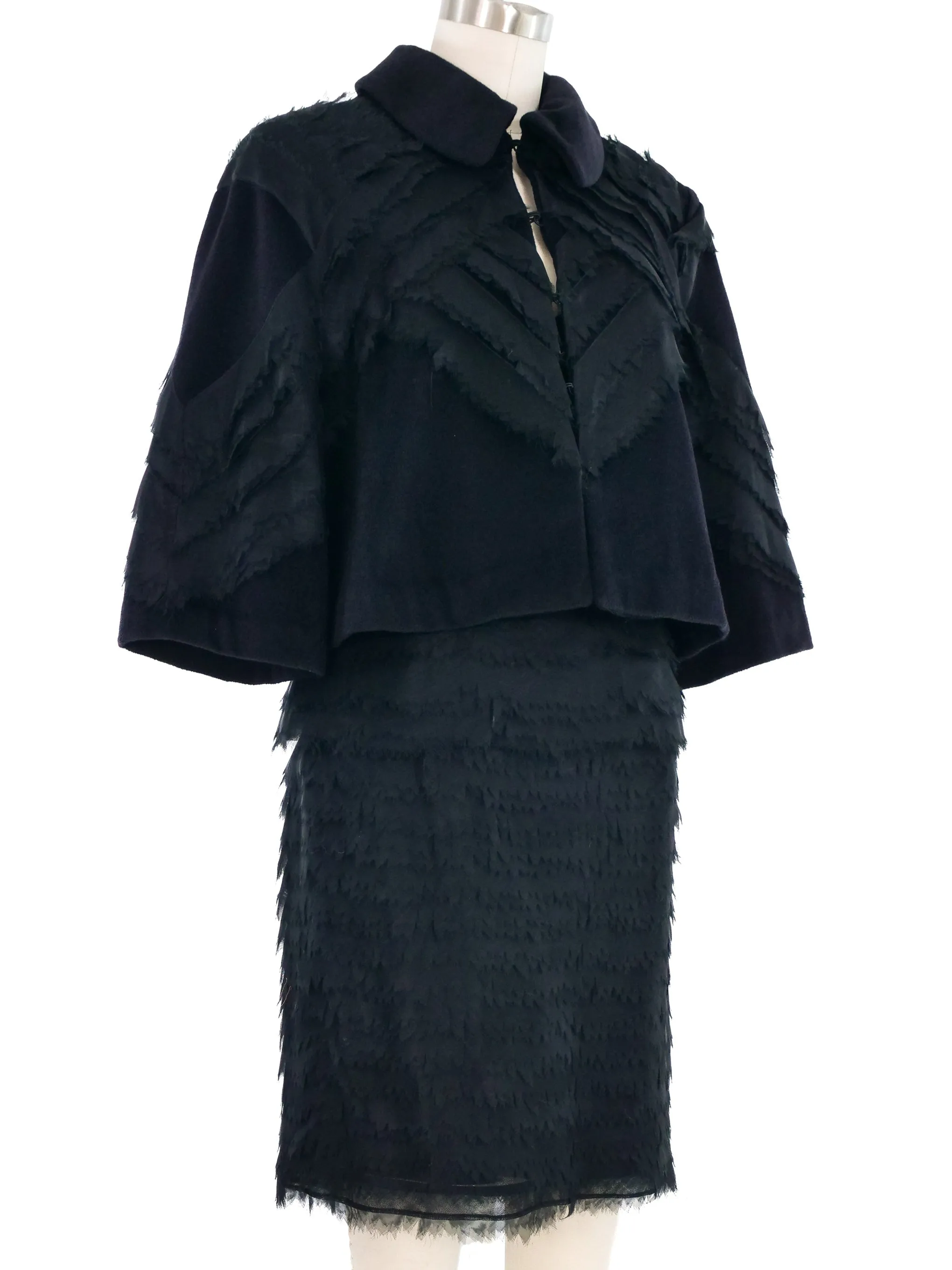 1990s Herve Leger Layered Chiffon Three Piece Skirt Suit