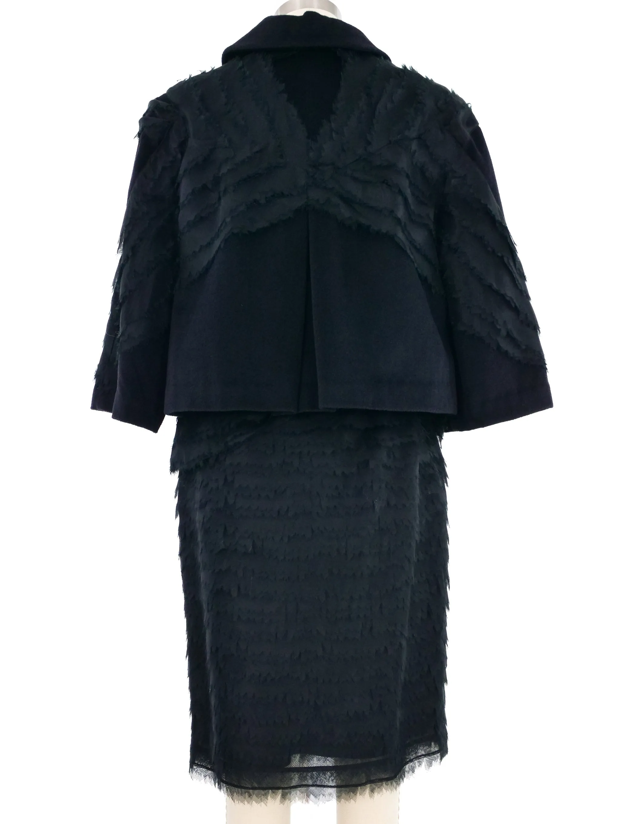 1990s Herve Leger Layered Chiffon Three Piece Skirt Suit