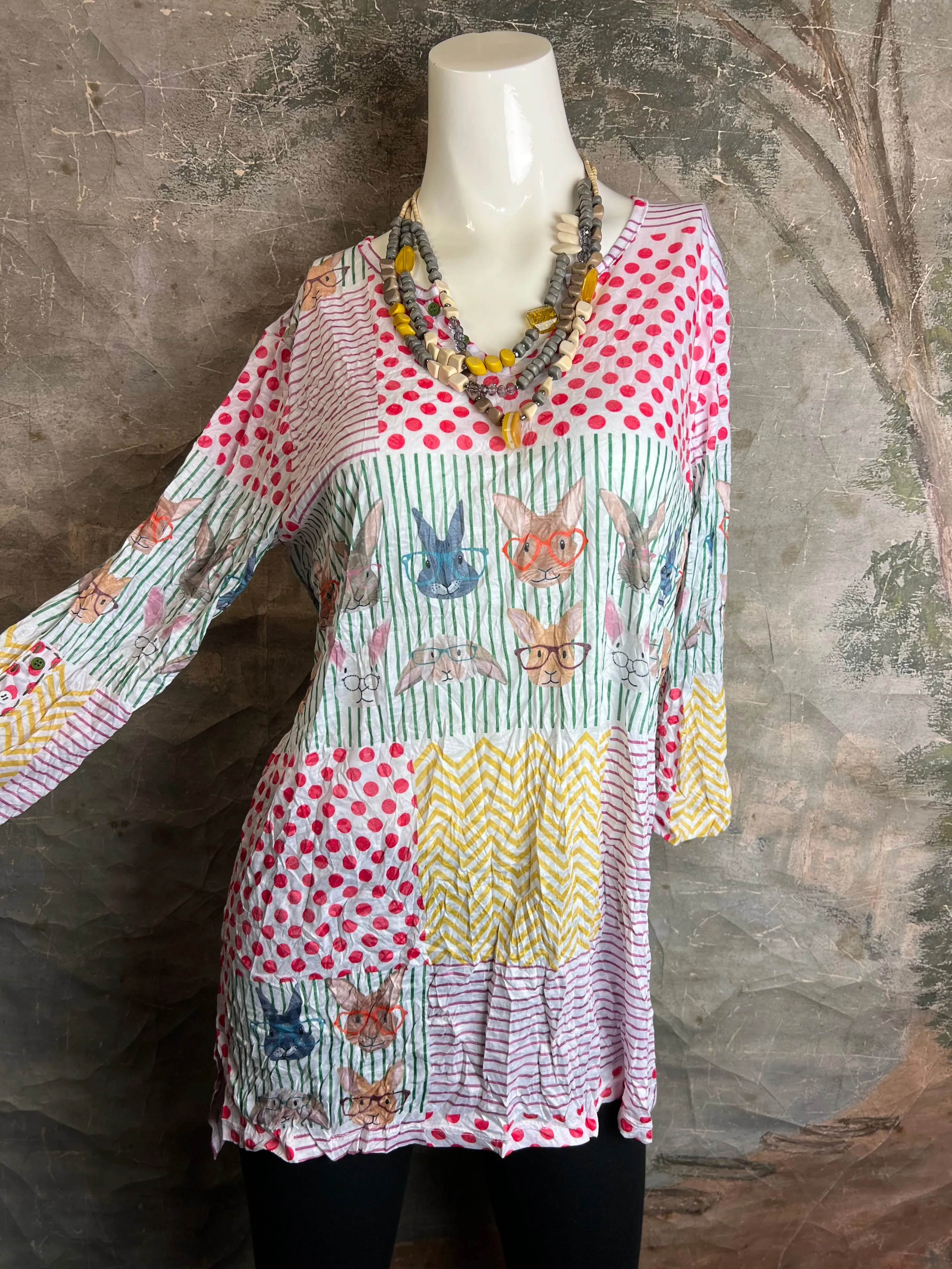 25045 Crinkle Mix Media Tunic