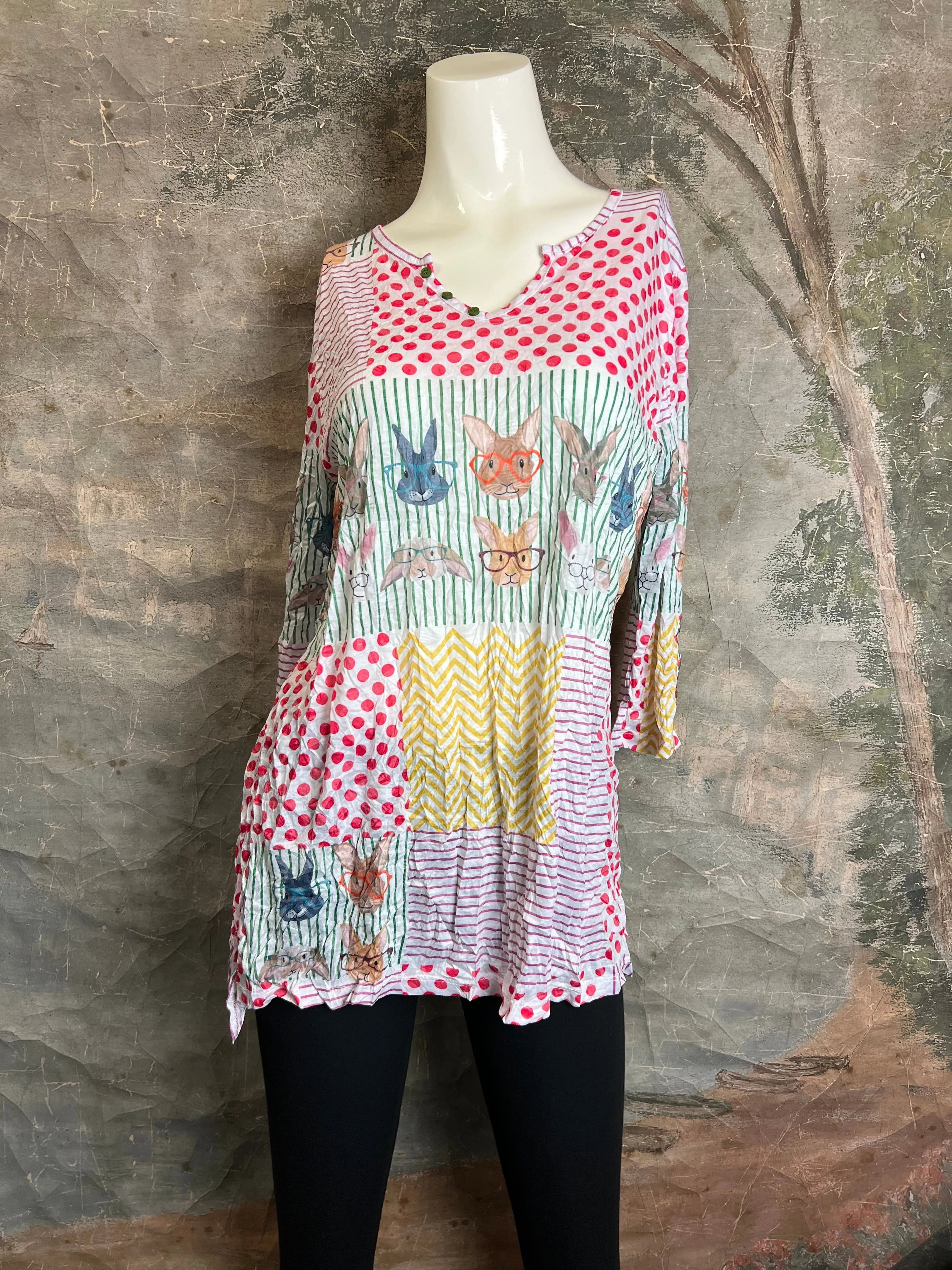 25045 Crinkle Mix Media Tunic