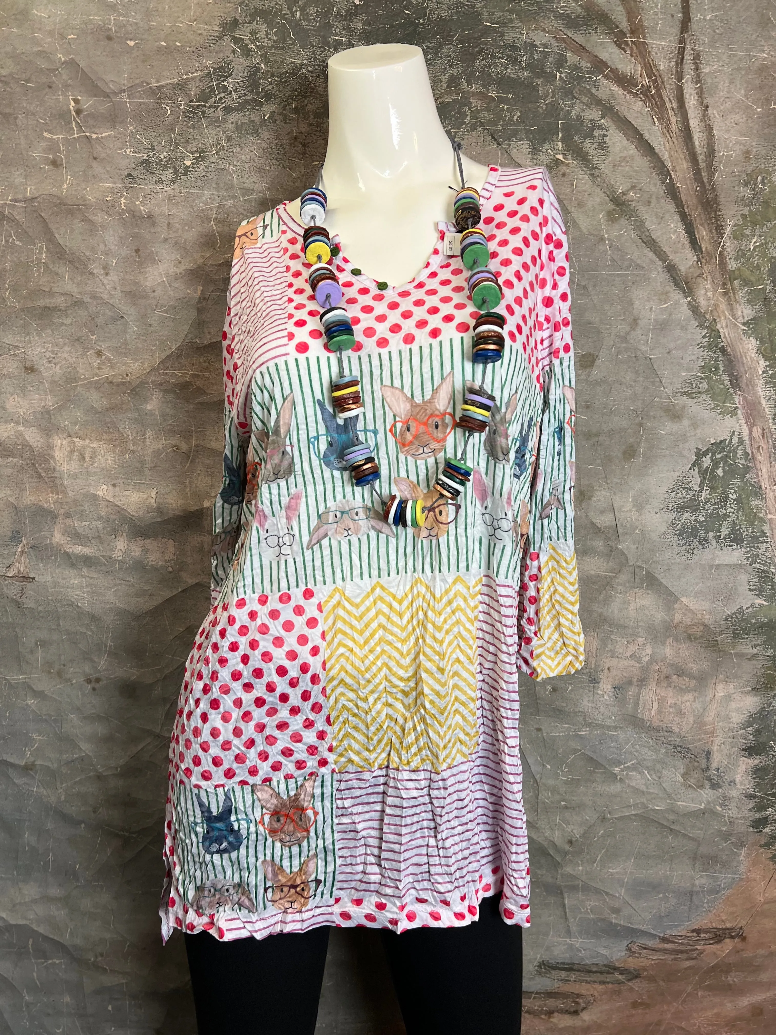 25045 Crinkle Mix Media Tunic
