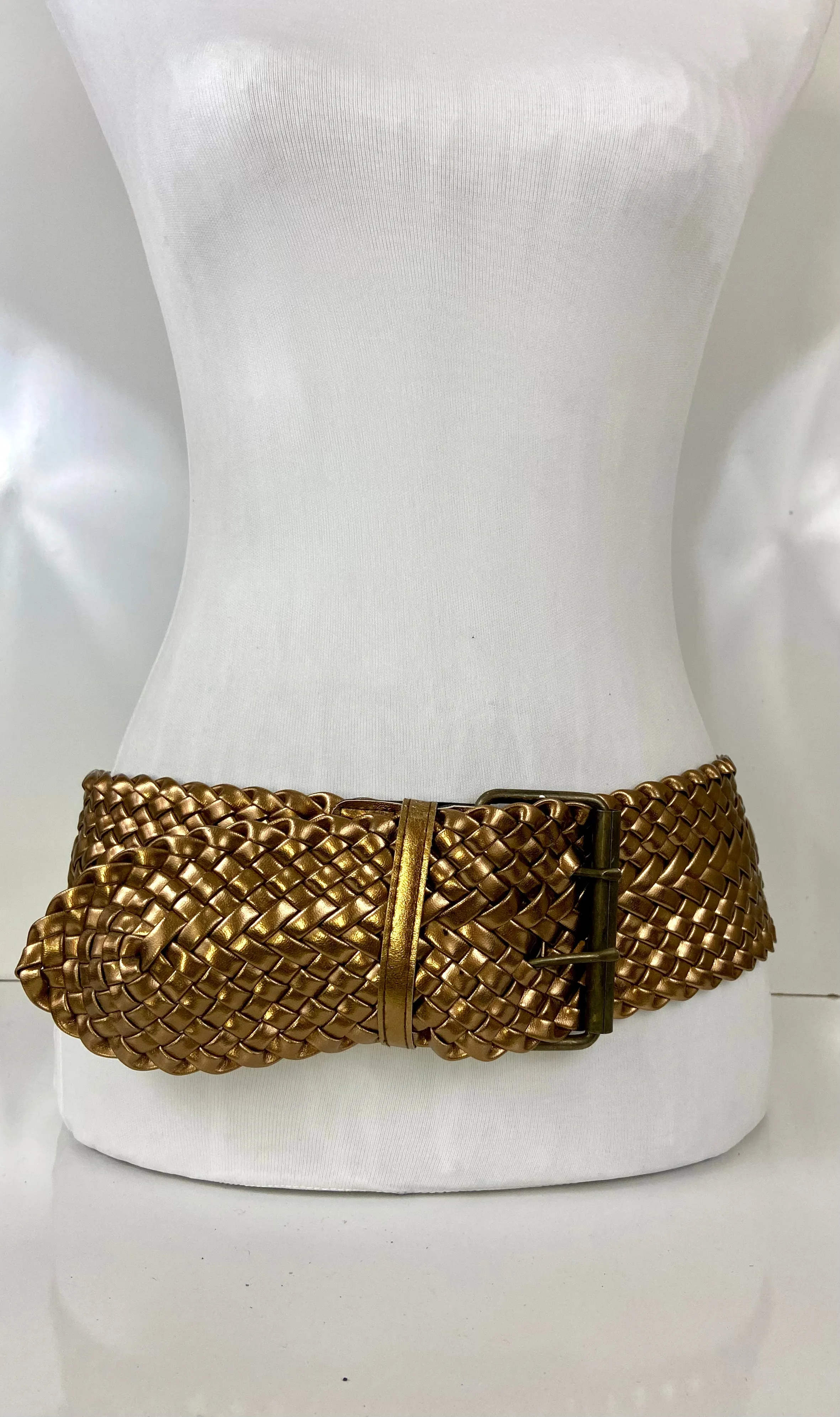 80's Vintage Woven Metallic Gold Braided
Belt