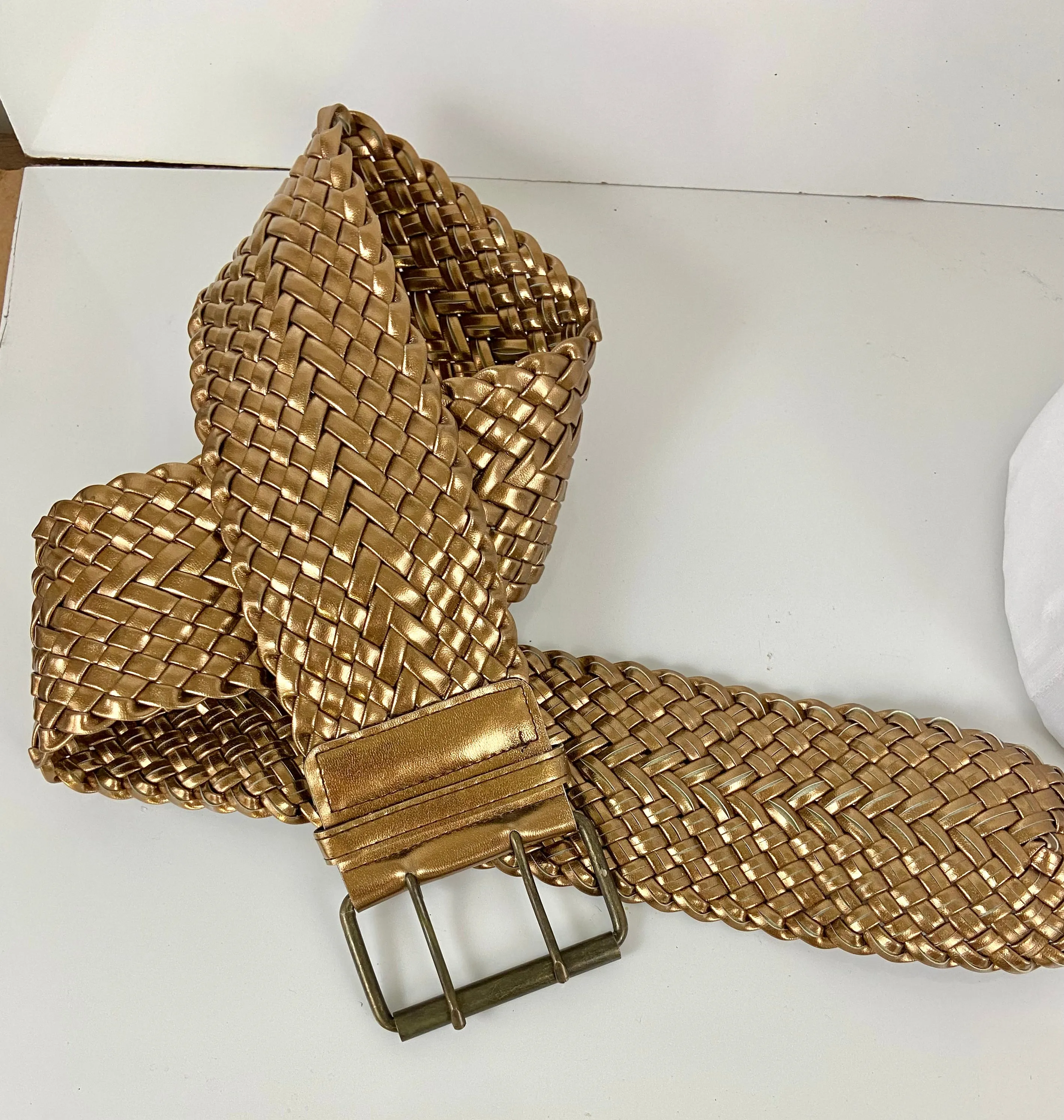 80's Vintage Woven Metallic Gold Braided
Belt