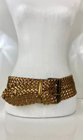 80's Vintage Woven Metallic Gold Braided
Belt