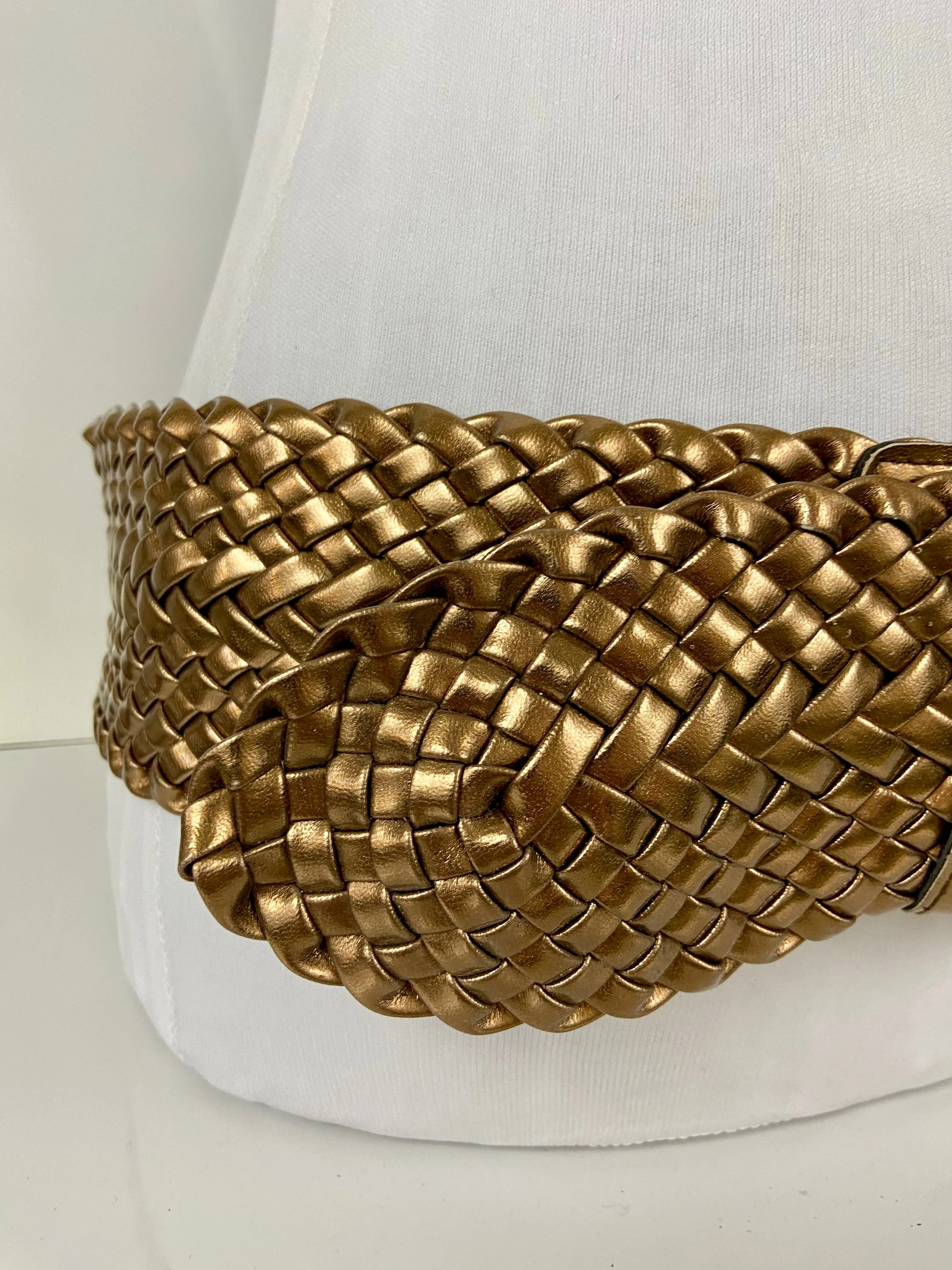 80's Vintage Woven Metallic Gold Braided
Belt