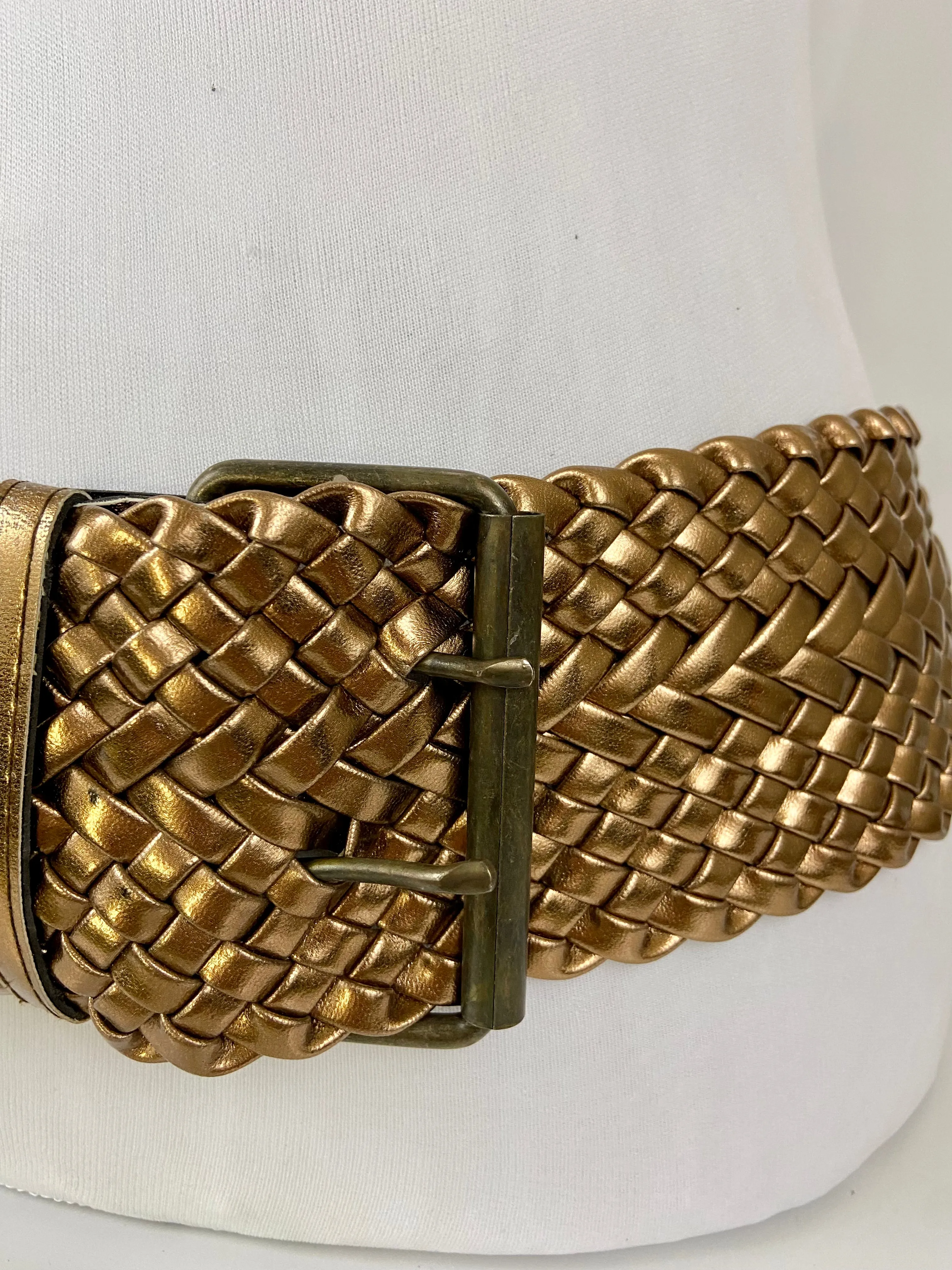 80's Vintage Woven Metallic Gold Braided
Belt