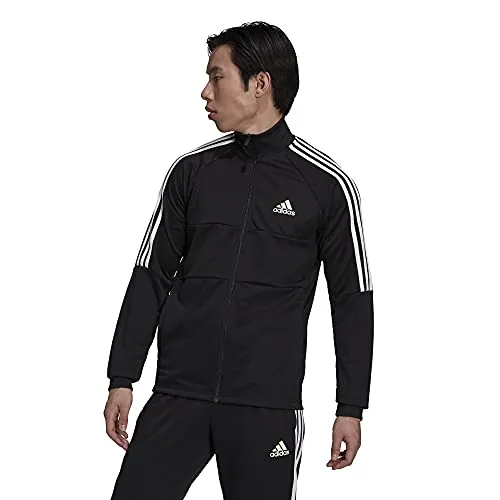 adidas Men's AEROREADY Sereno Cut 3-Stripes Slim Track Top, Black/White, Small