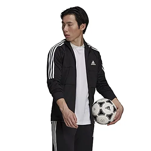 adidas Men's AEROREADY Sereno Cut 3-Stripes Slim Track Top, Black/White, Small