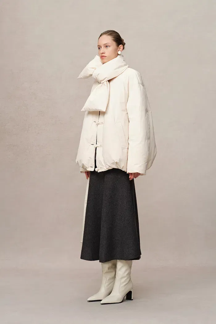 Adrija Water-Repellent Convertible Duck Down Puffer Coat in Lightweight High Density Fabric