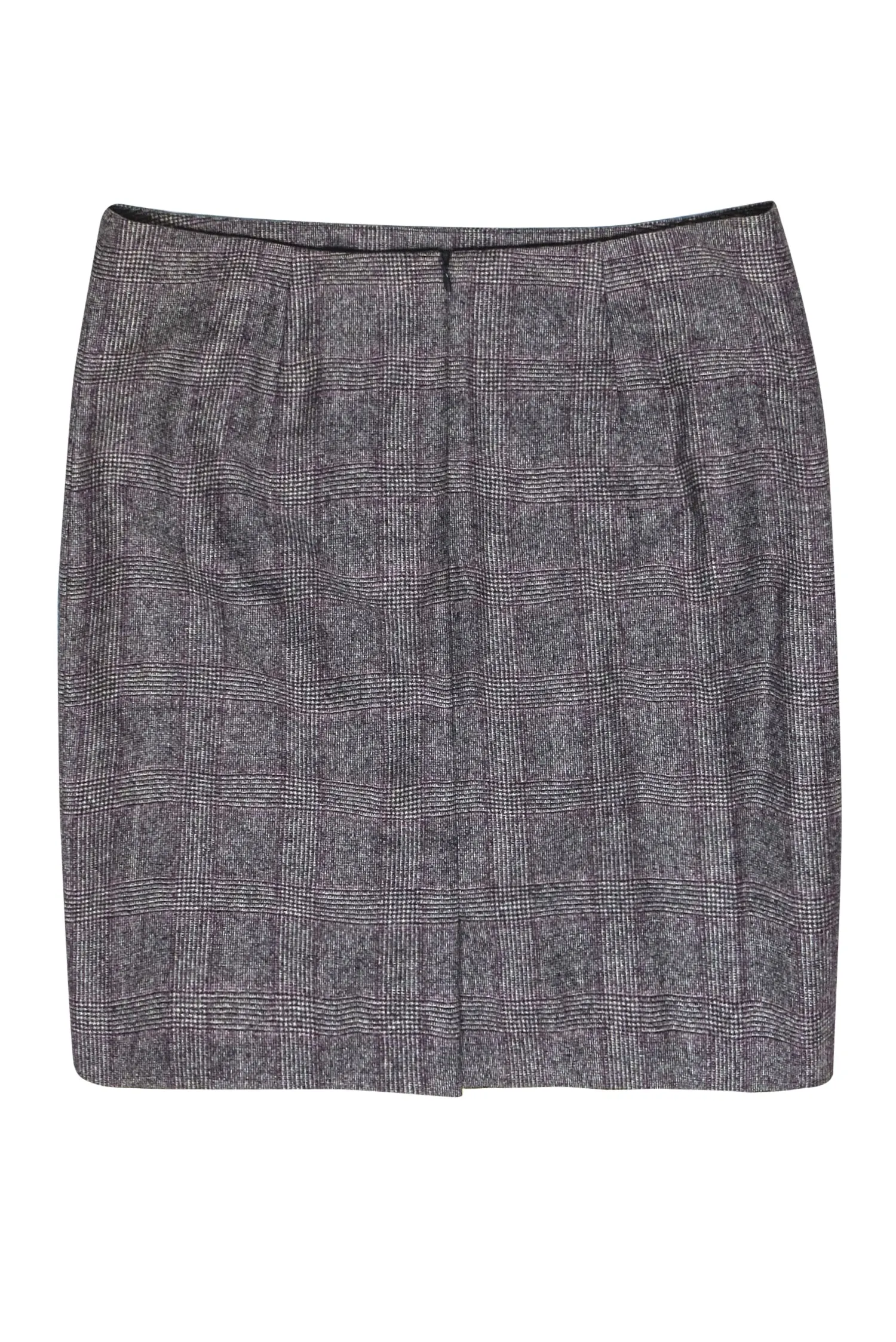 Akris - Grey, Black & Purple Glen Plaid Pencil Skirt Sz 12