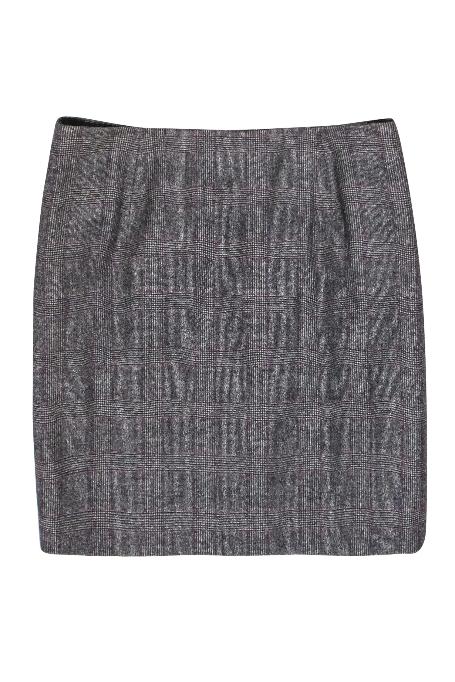Akris - Grey, Black & Purple Glen Plaid Pencil Skirt Sz 12