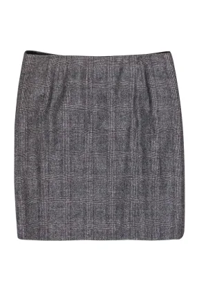 Akris - Grey, Black & Purple Glen Plaid Pencil Skirt Sz 12