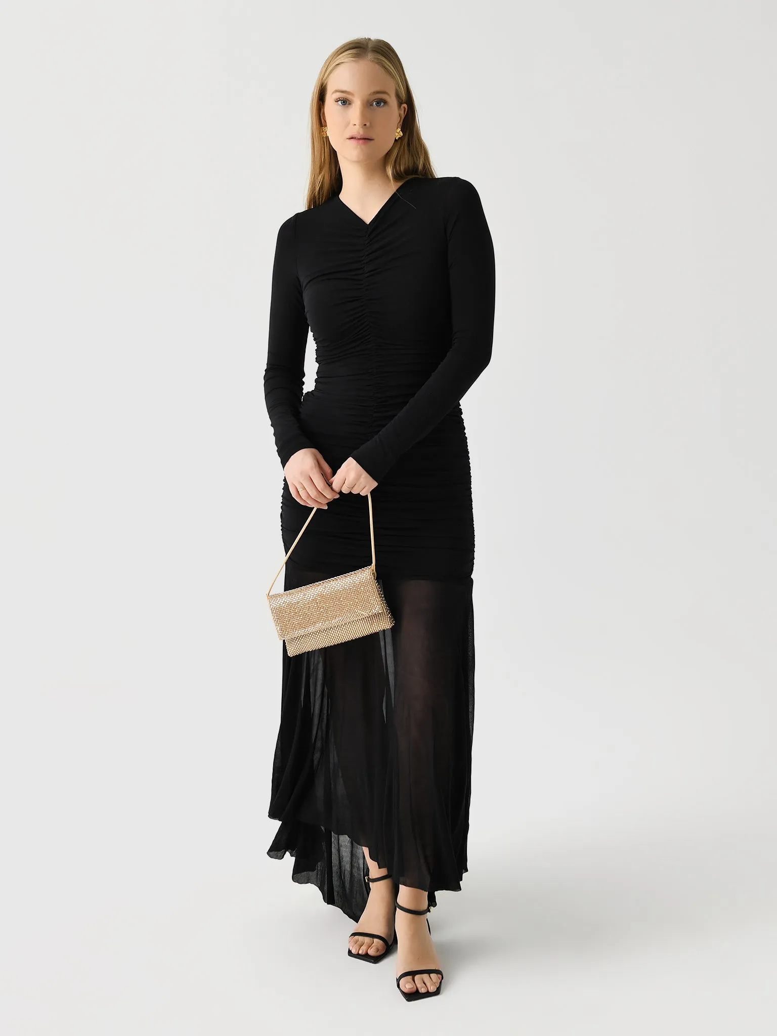 ALC Women's Fawn Ruched Mesh Maxi Dress