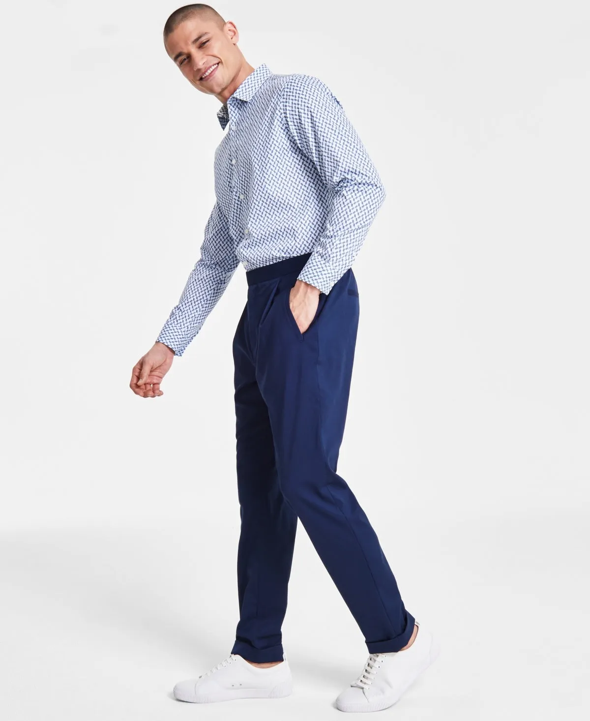 Alfani Men's Modern Fit Stretch Dress Pants Blue 30 x 30