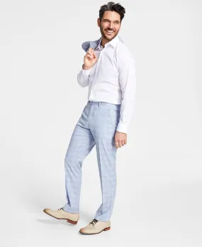 Alfani Mens Slim fit Dress Pants 34 / 32 Light Blue Plaid