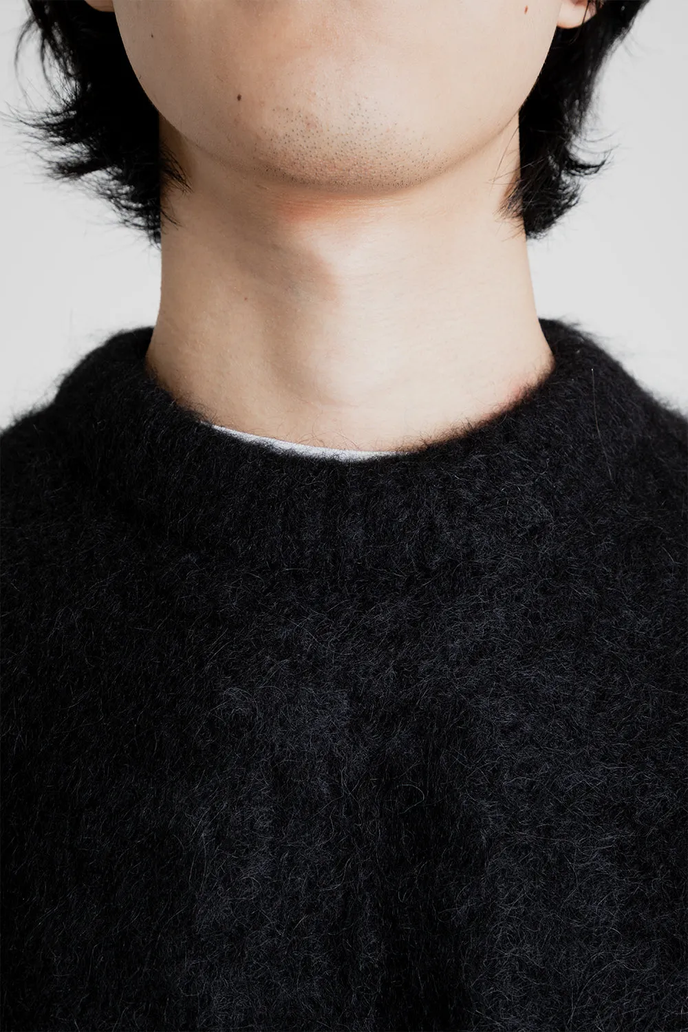 Alpaca Round Neck Pullover - Black