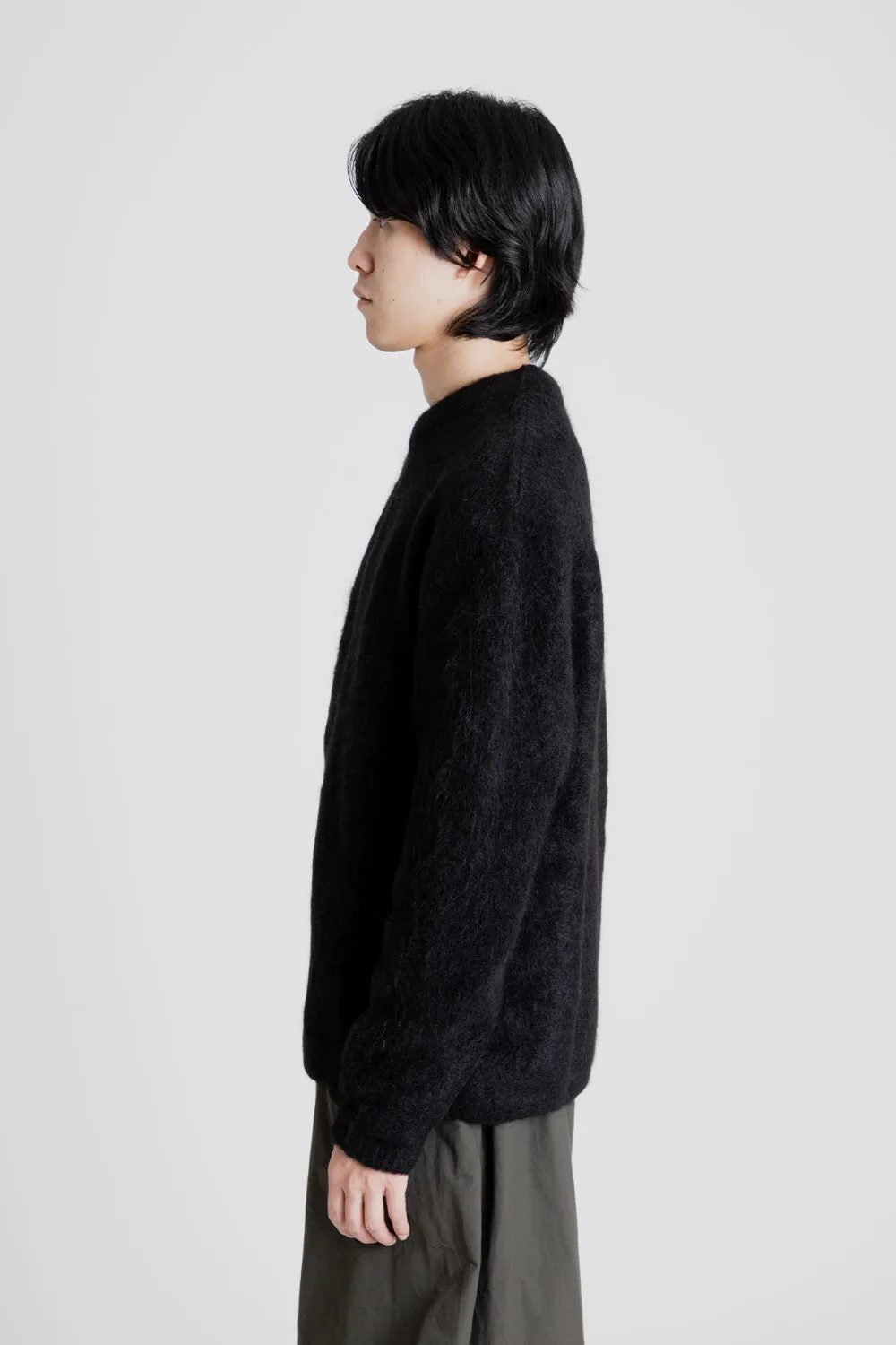 Alpaca Round Neck Pullover - Black