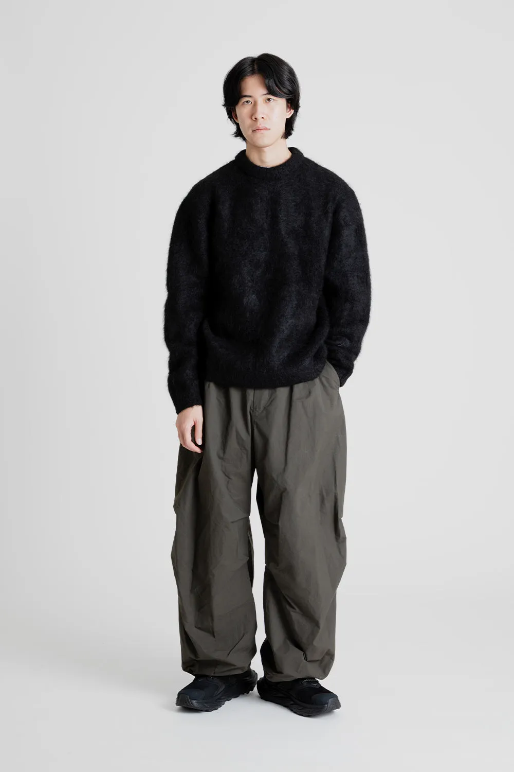 Alpaca Round Neck Pullover - Black