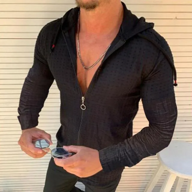 Angelo Ricci™ Fashion Plaid Hooded Zipper Shirt