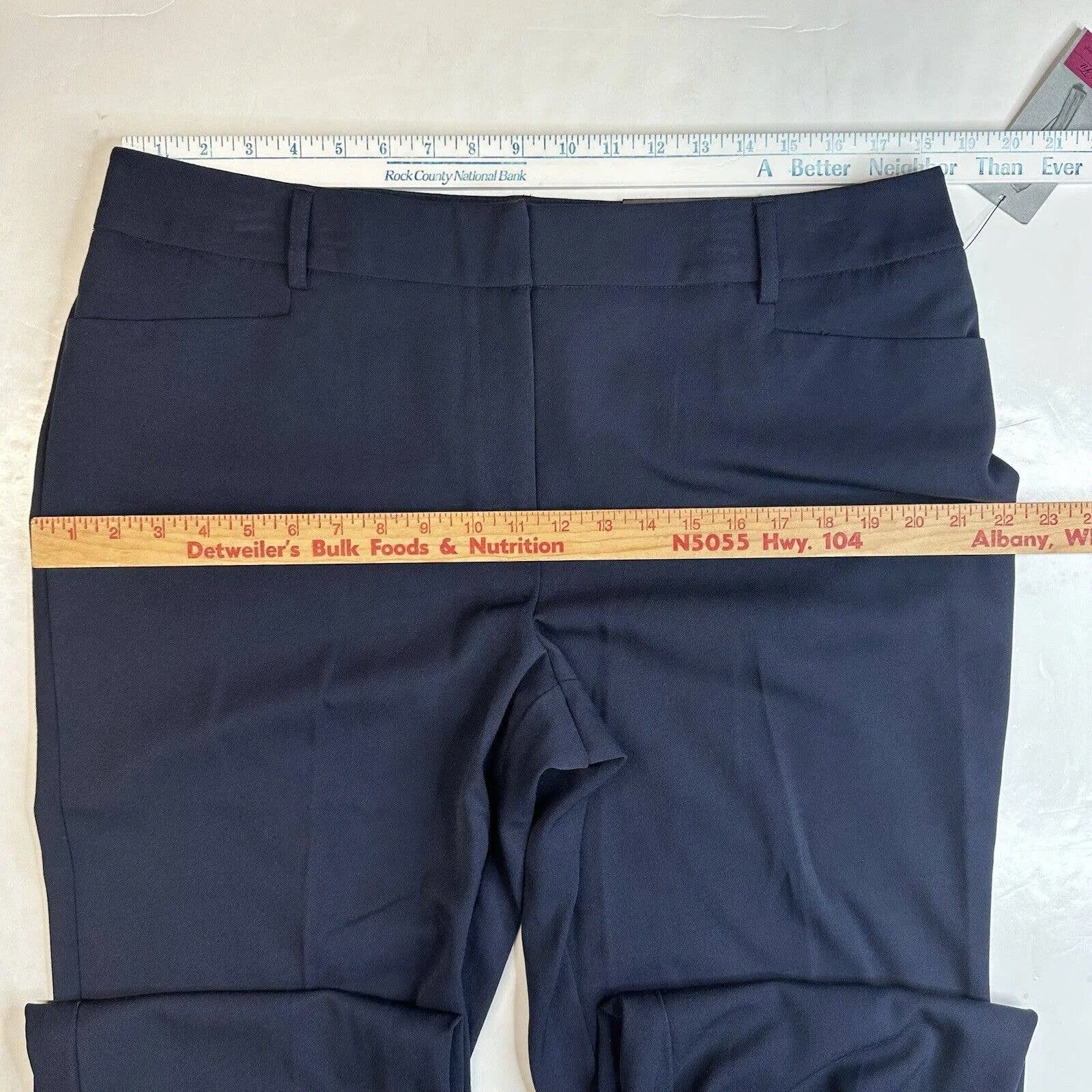 APT 9 Curvy Wide Trouser Leg 16 Navy Blue Stretch Dress Pants Career Plus NEW