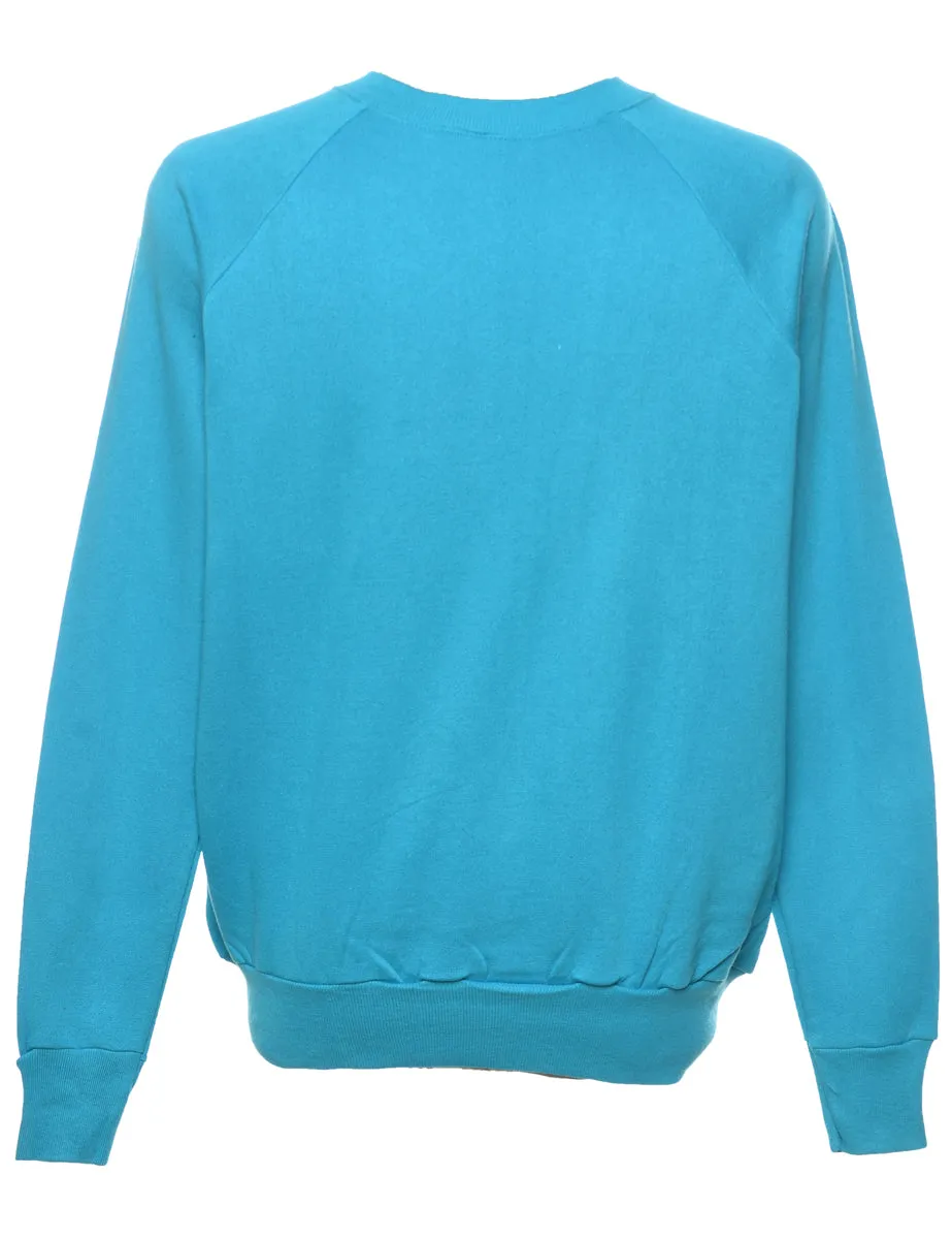 Aqua Blue Plain Sweatshirt - L