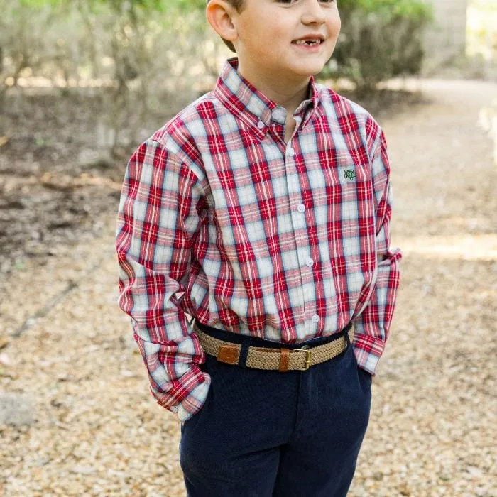 Bailey Boys Roscoe Button Down Shirt -Cranberry