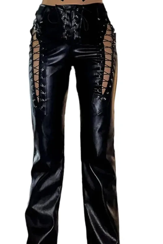 Bandage Leather Pants