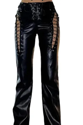Bandage Leather Pants