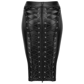 Bandage Leather Pencil Skirt