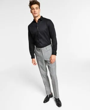 Bar III Men's Slim Fit  Plaid Suit Dress Pants Black White 34 x 34