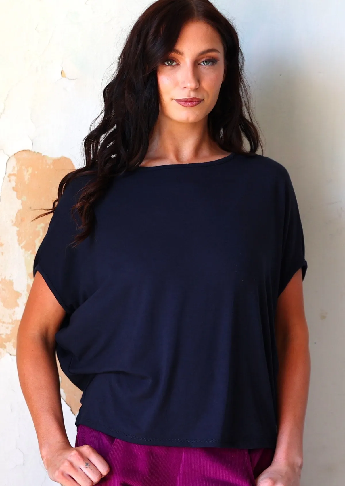 Batwing T-shirt Navy Blue