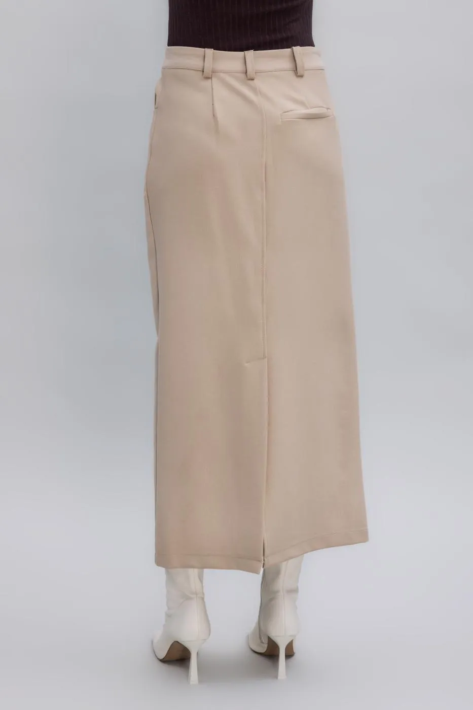 Beige Low Waist Maxi Skirt