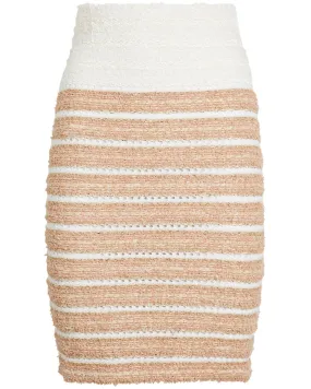 Beige Stripe Tweed Skirt