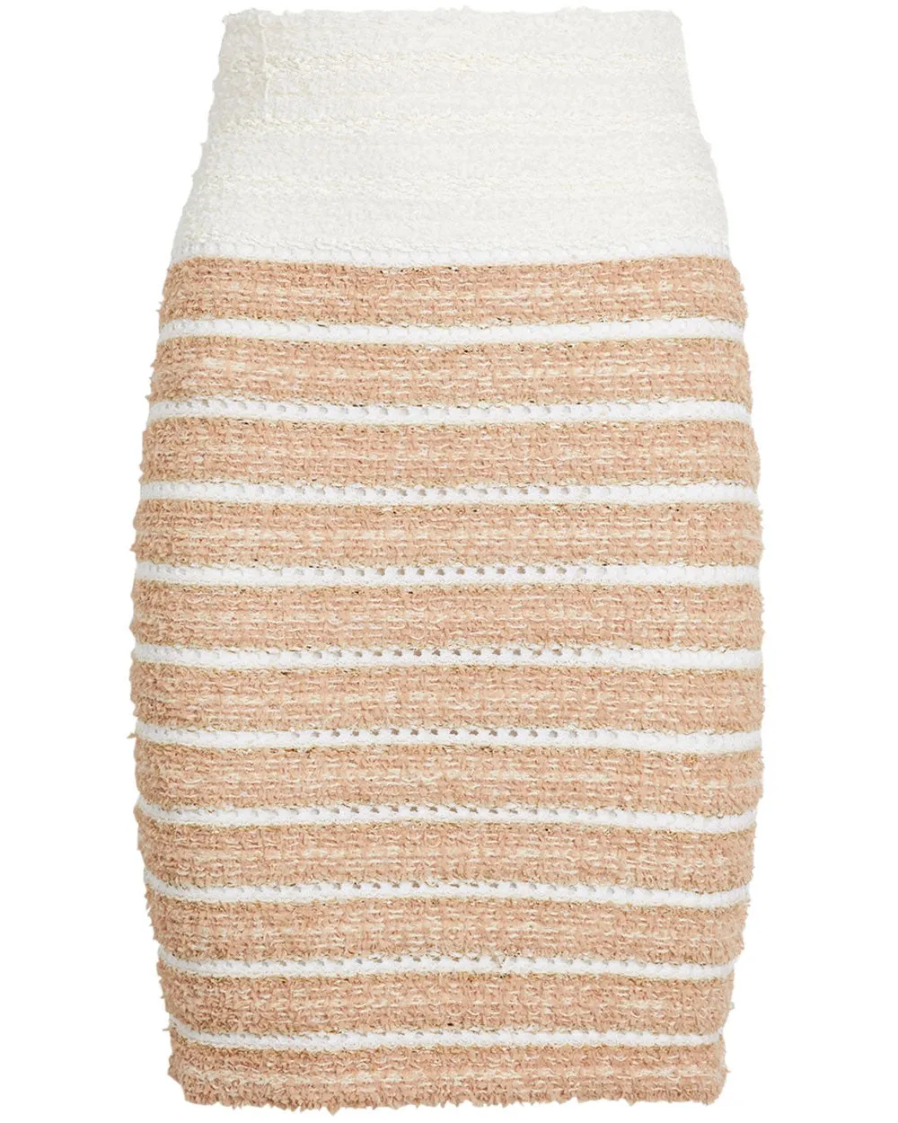 Beige Stripe Tweed Skirt