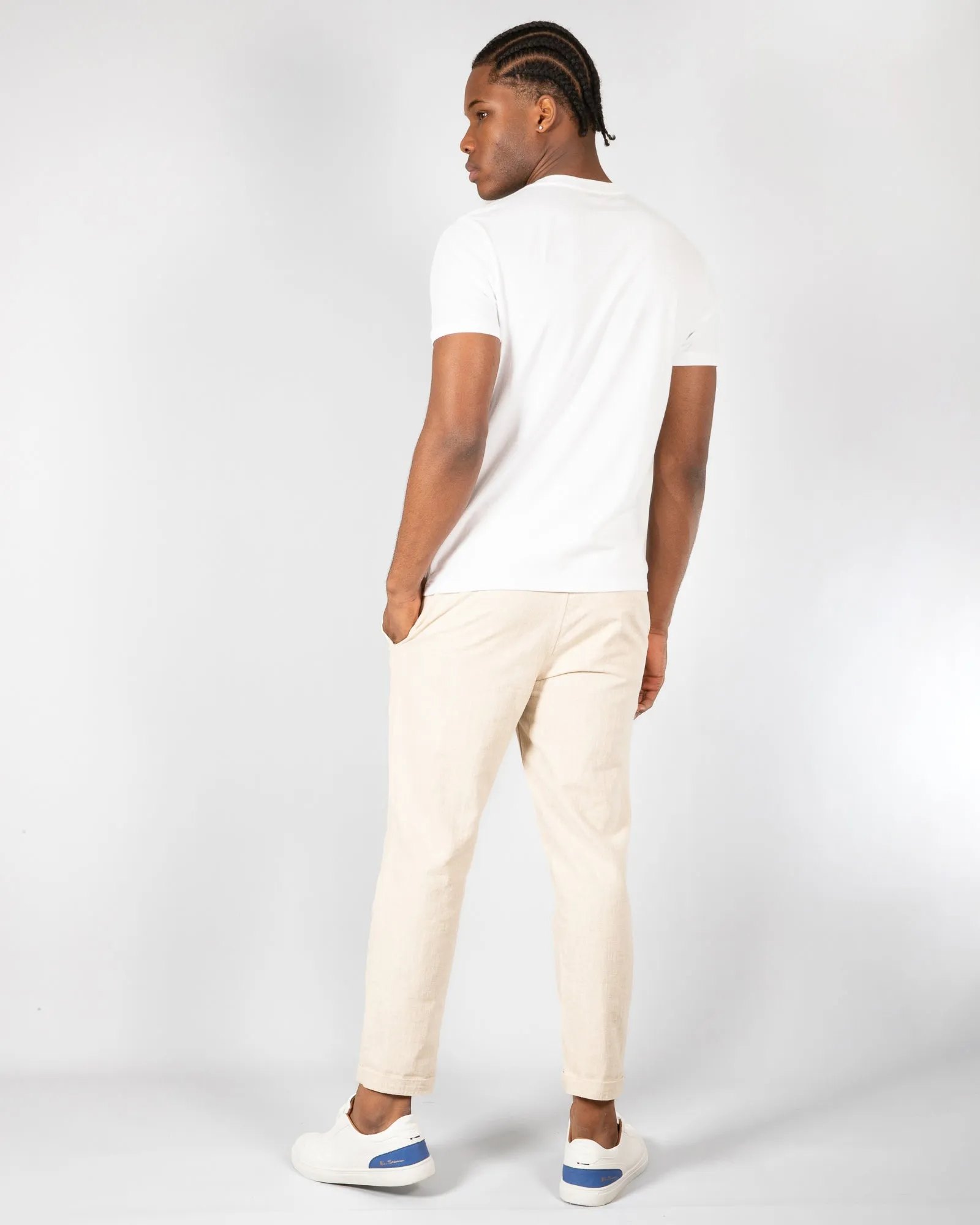 Ben Sherman Linen Blend Tapered Pant - Parchment