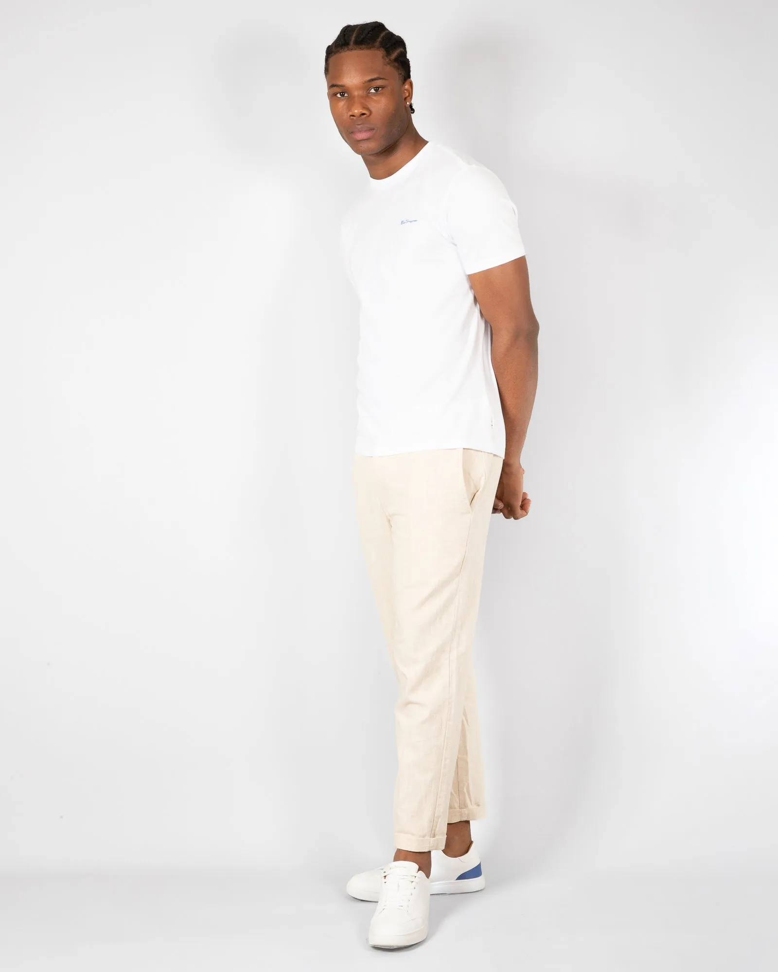Ben Sherman Linen Blend Tapered Pant - Parchment