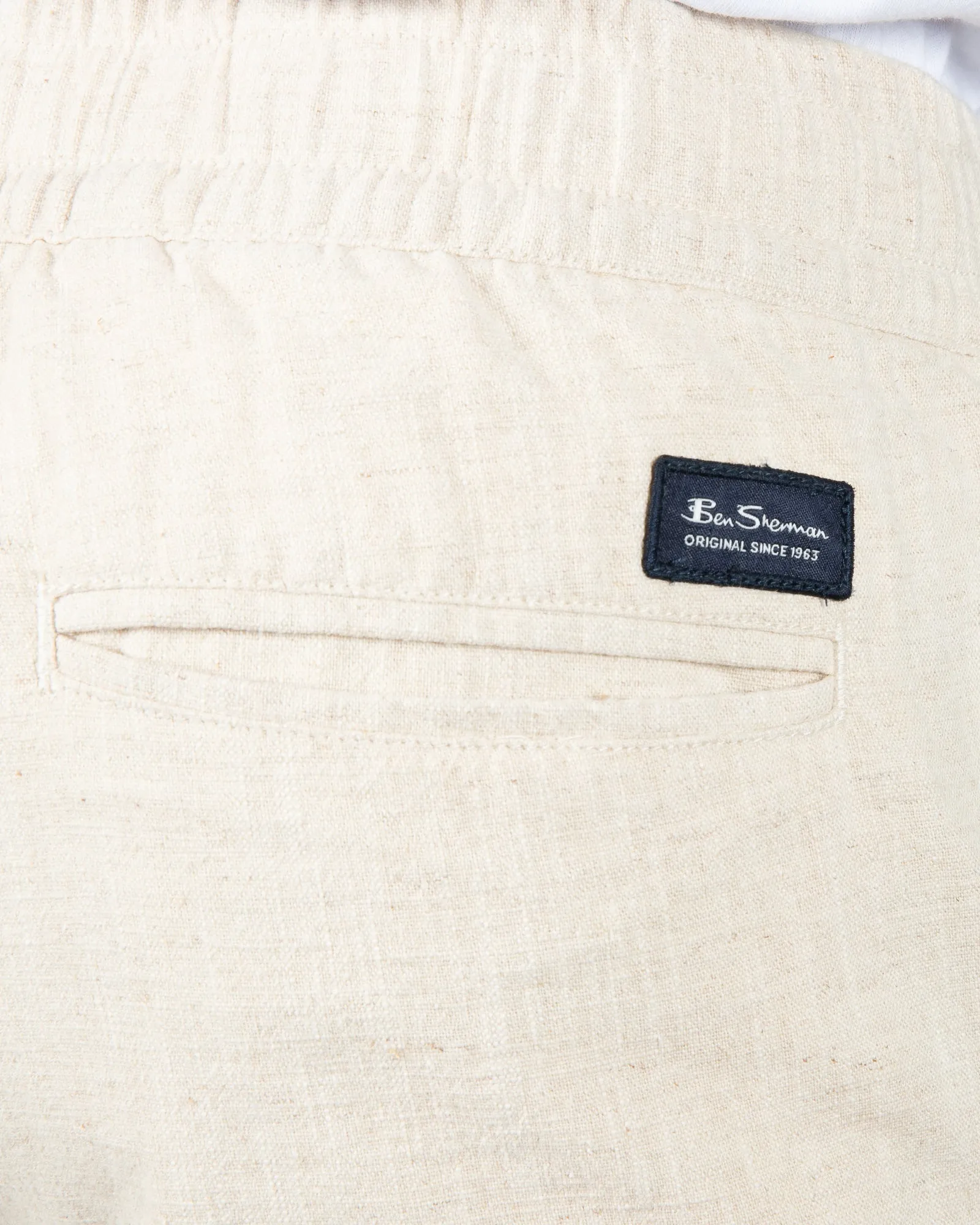 Ben Sherman Linen Blend Tapered Pant - Parchment