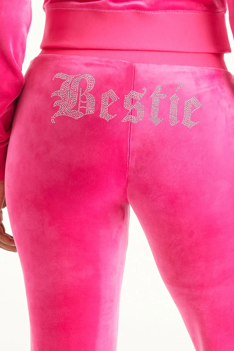 Bestie Big Bling Velour Track Pants