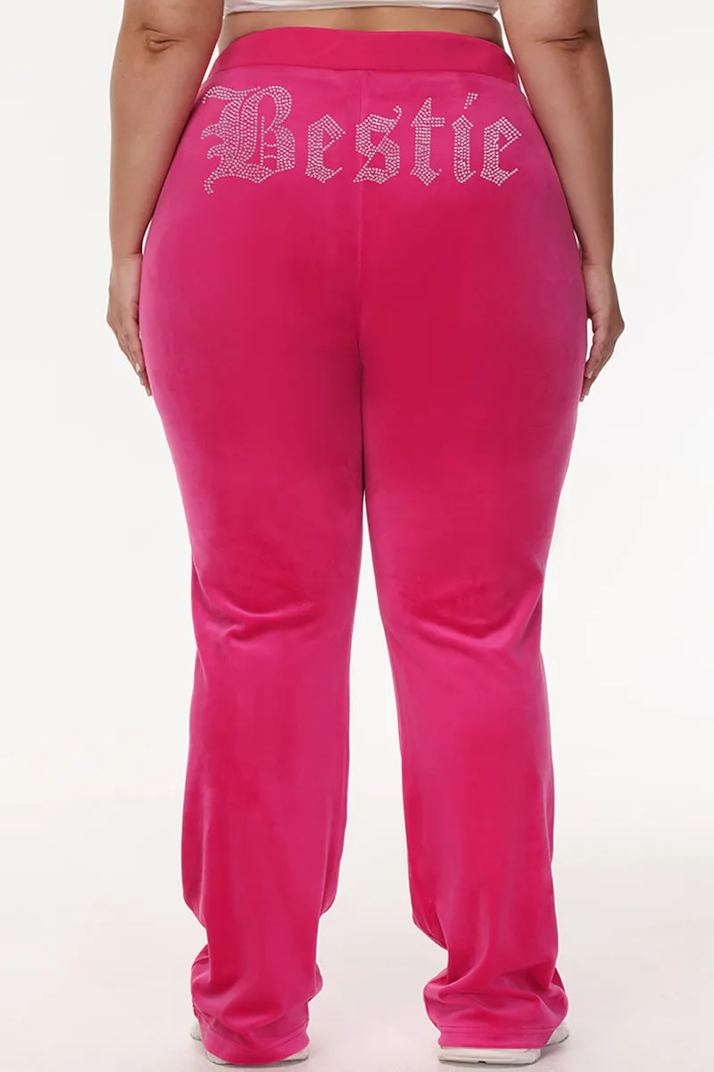 Bestie Big Bling Velour Track Pants