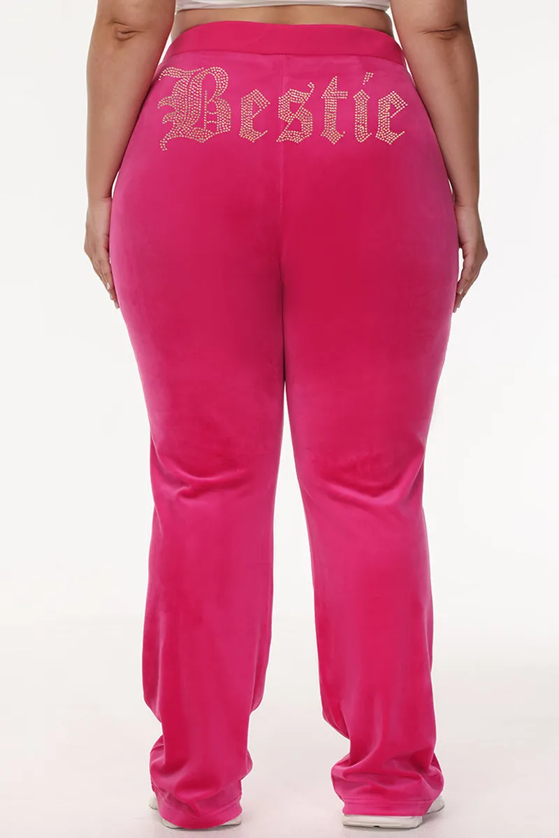 Bestie Big Bling Velour Track Pants