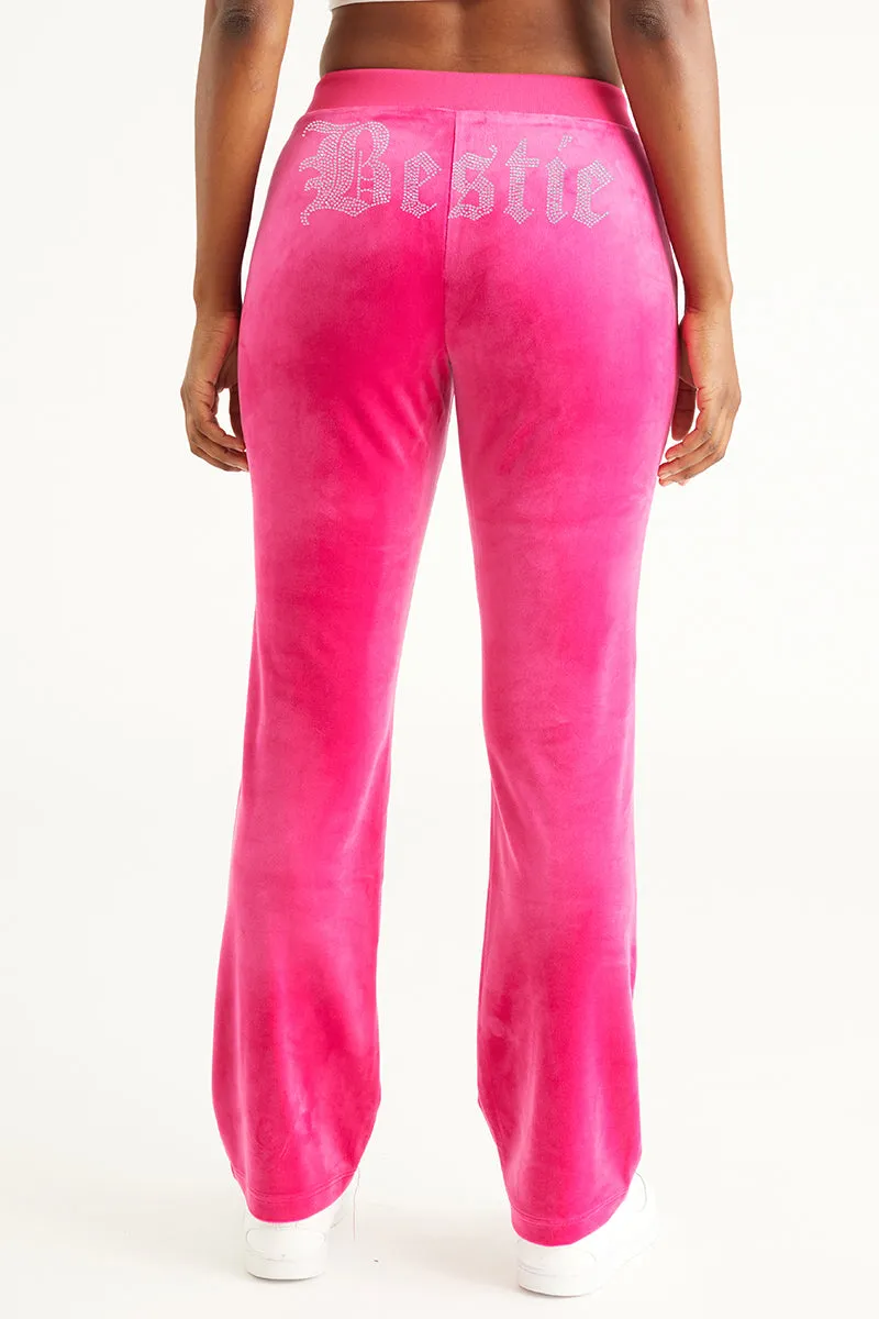 Bestie Big Bling Velour Track Pants