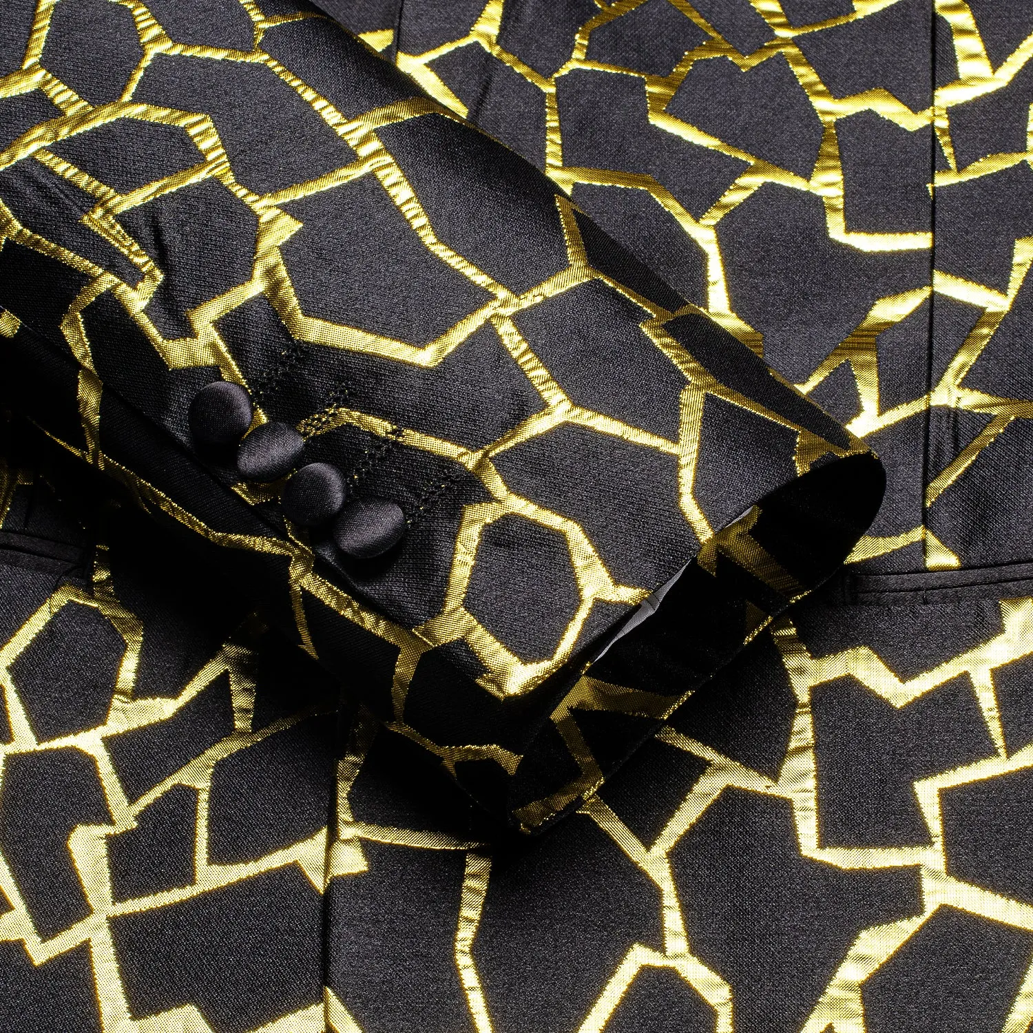 Black Golden Novelty Men's Suit Black Collar for Party