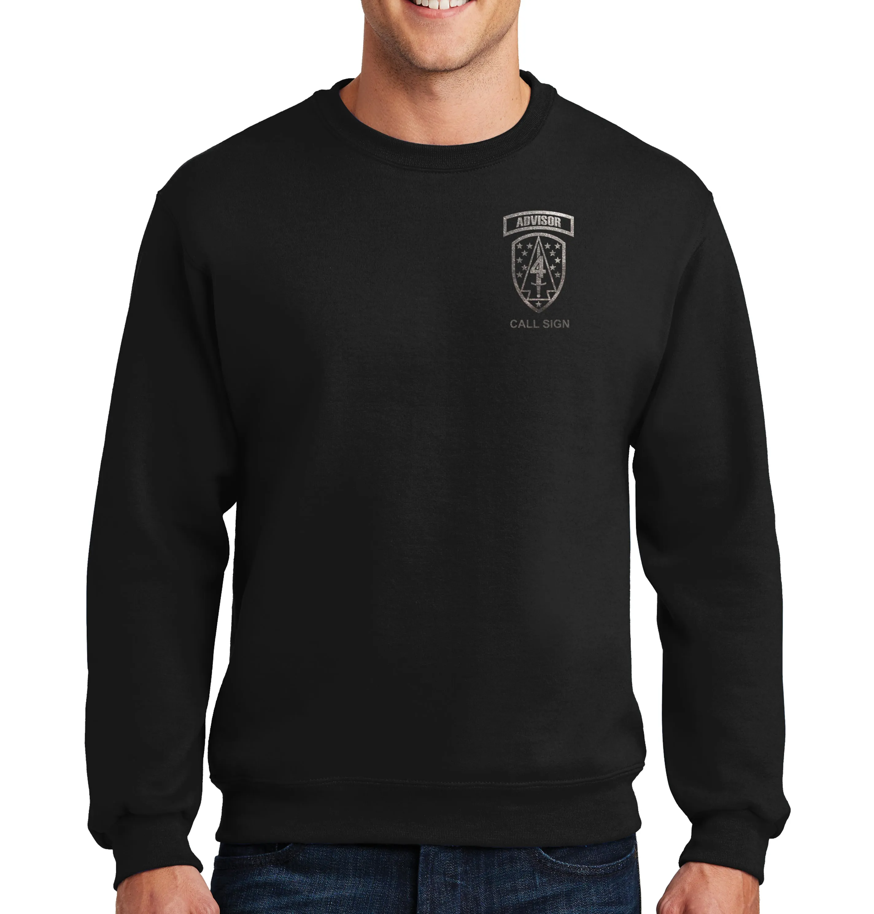 Black on Black Crewneck Unisex Sweatshirt. This sweatshirt IS Approved for PT