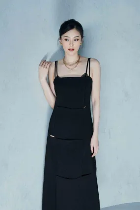 Black PUZZLE MIDI DRESS-DAWN