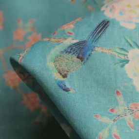 Blossom Bird Washed Printed Linen